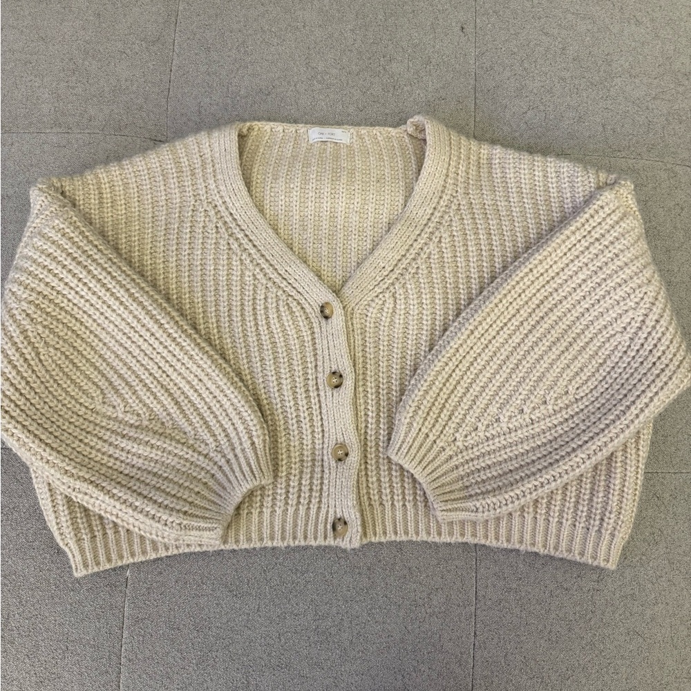 OAK + FORT Beige Knit Cardigan